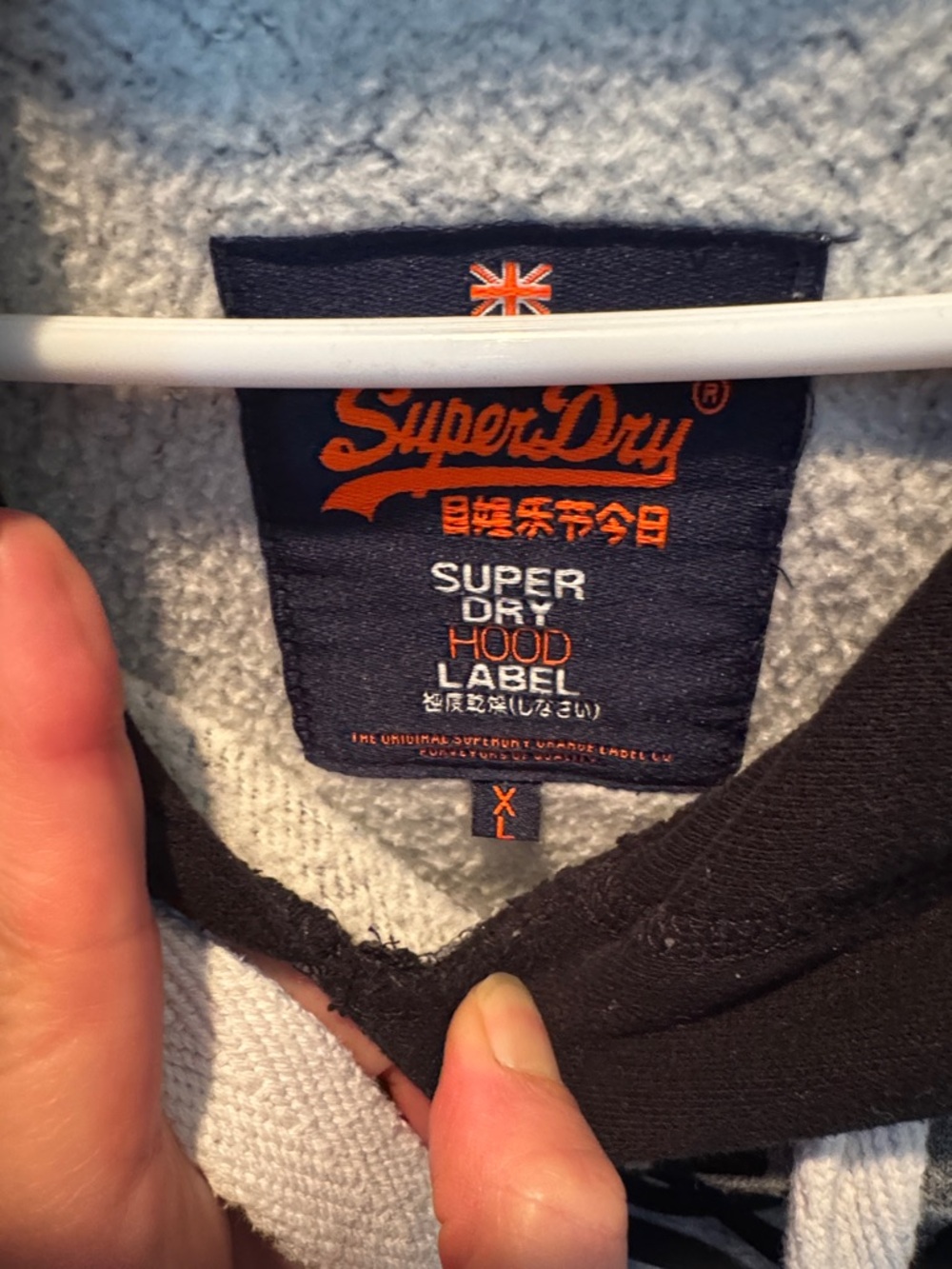 Superdry Gray and Black Vintage Logo Hooded Sweatshirt Size XL - Picture 2 of 6